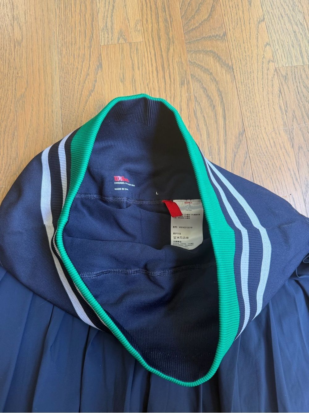 Wilson Midtown Tennis Skirt Classic Navy / Club Green Lined Pleated size Large - Picture 5 of 10